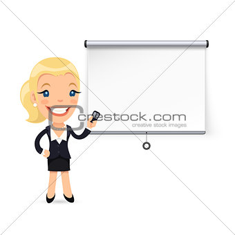 Businesswoman Gives a Presentation or Seminar.