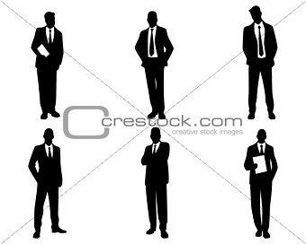 Six businessman silhouettes