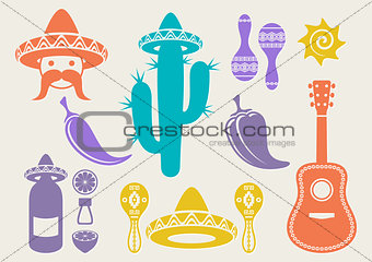 Mexico silhouette icons 