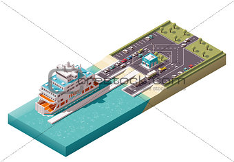 Vector isometric ferry port