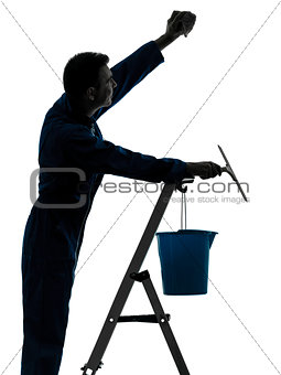 man house worker janitor cleaning window cleaner silhouette