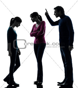family father mother daughter dispute reproach silhouette