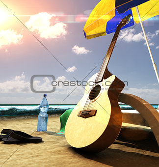 Guitar on the beach