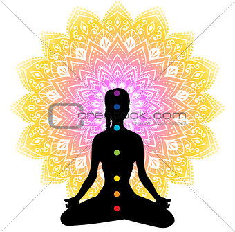 Color chakras with woman