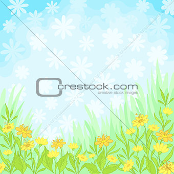 Flowers and sky, background
