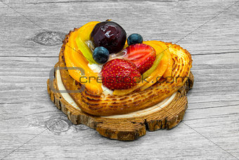 Fruit cake in heart shape