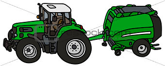 Tractor with a hay binder