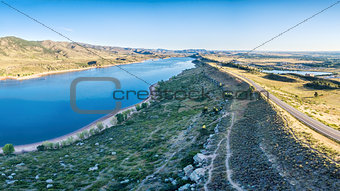 Horsetooth Reservoir aerial panorama