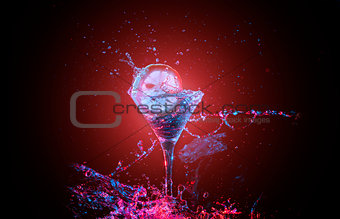Bright  cocktail with splashing water