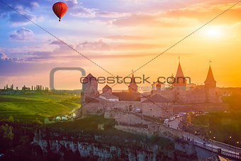 Castle in Kamianets-Podilskyi and  air balloon