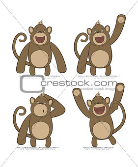 Vector set of monkeys with different emotions 