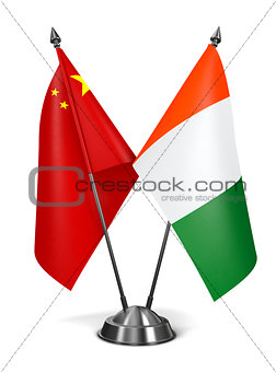China and Ivory Coast  - Miniature Flags.