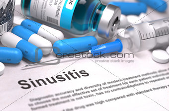 Sinusitis Diagnosis. Medical Concept. Composition of Medicaments.