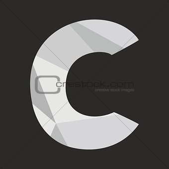 C vector alphabet letter isolated on black background illustration
