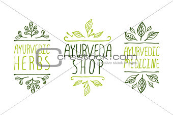 Ayurveda product labels.
