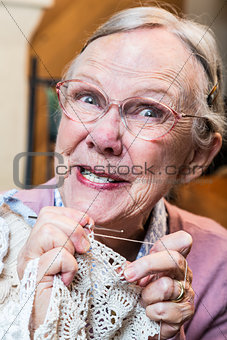 Crazy Old Lady with Crochet