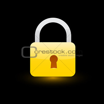 Yellow lock icon. Vector