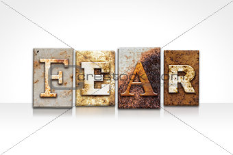 Fear Letterpress Concept Isolated on White