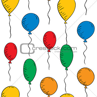 colorful balloons on a white background. Seamless wallpaper