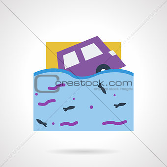 Flood insurance flat color vector icon