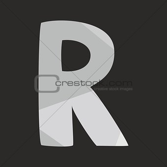 R vector alphabet letter isolated on black background illustration