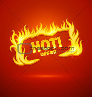 Sign hot offer with burning fire