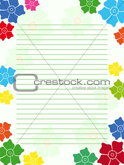 Notepad empty blank with floral frame