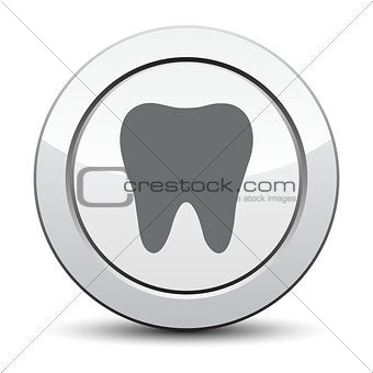 tooth icon, silver button. eps 10