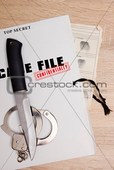 Knife from the scene on a folder