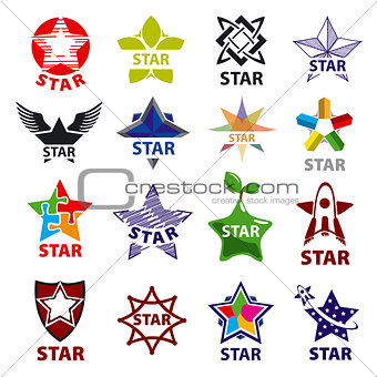 large set of vector logos star