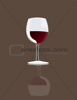Wineglass with red wine vector