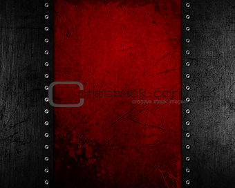 Grunge metal background with red distressed texture