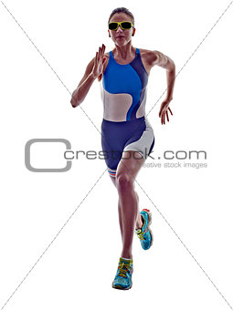 woman triathlon ironman runner running athlete