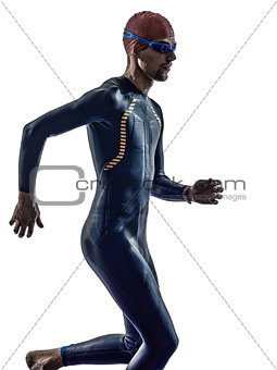 man triathlon ironman athlete swimmers running
