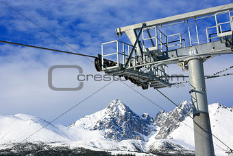 Ski lift on winter resort