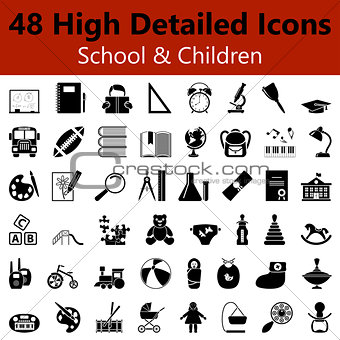 School and Children Smooth Icons