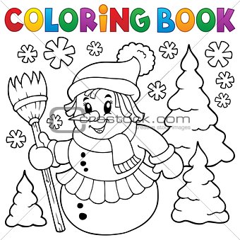 Coloring book snowwoman topic 1