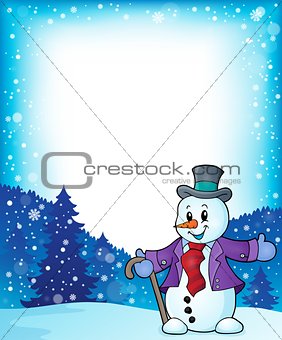 Frame with snowman topic 1