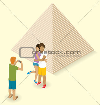 Couple Making Selfie Near The Egyptian Pyramid