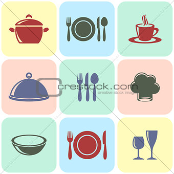 Cooking and restaurant menu icons