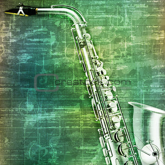 abstract grunge background with saxophone