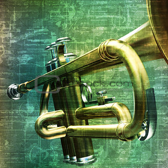 abstract grunge background with trumpet