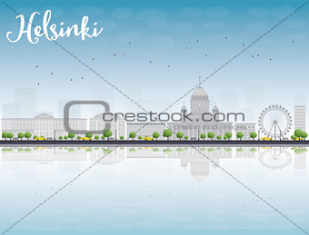 Panorama of Old Town in Helsinki with reflections, Finland
