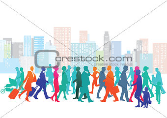 Cityscape with people