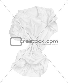 blank white T-shirt on the move in the air on an isolated white 