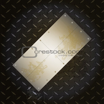 Black metallic diamond plate with grunge brushed metal panel
