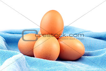 Eggs on blue cloth