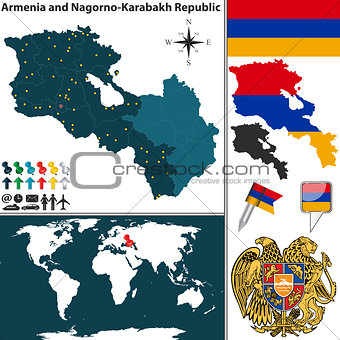 Map of Armenia and Nagorno Karabakh
