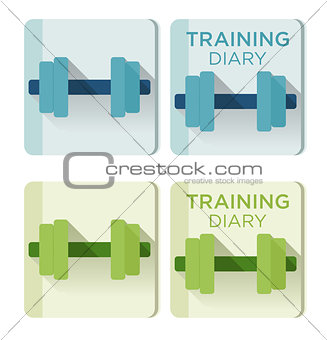 Vector dumbbells and Training diary text 
