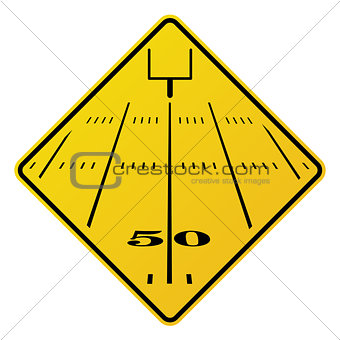 American Football Field Road Sign Illustration